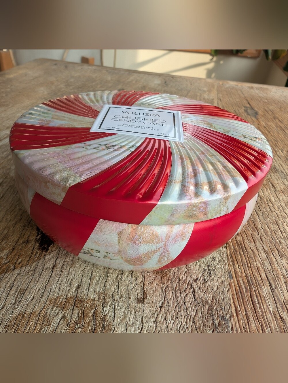 Anthropologie Voluspa Crushed Candy Cane Scented Candle - Red